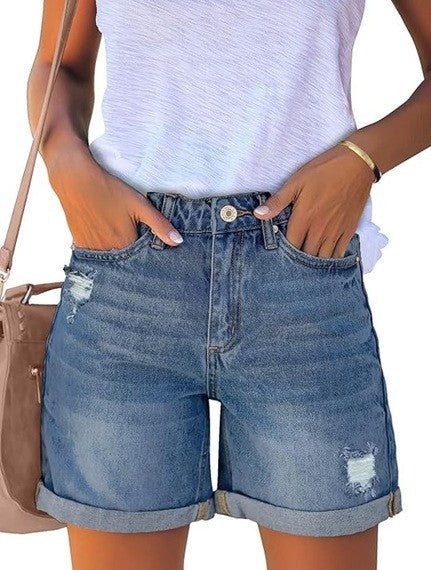 Ripped Denim Shorts - 35% Off